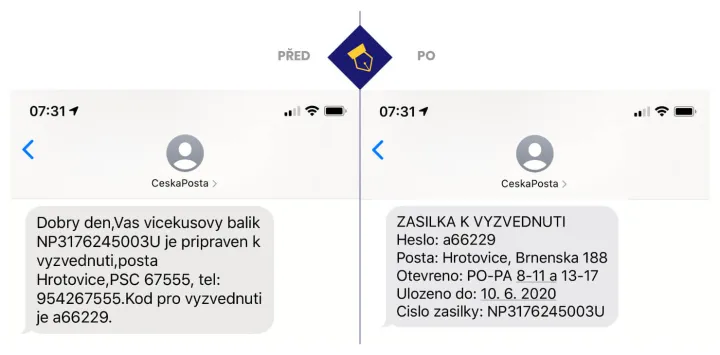 Info SMS České pošty